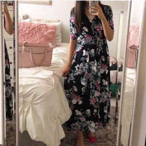 H& M black floral dress size 4